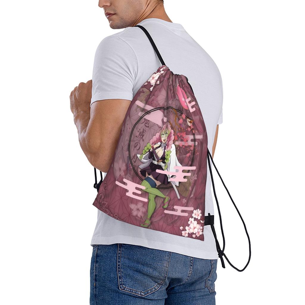 Custom Demon Slayers Drawstring Bags Men Women Lightweight Manga Sports Gym Storage Backpack