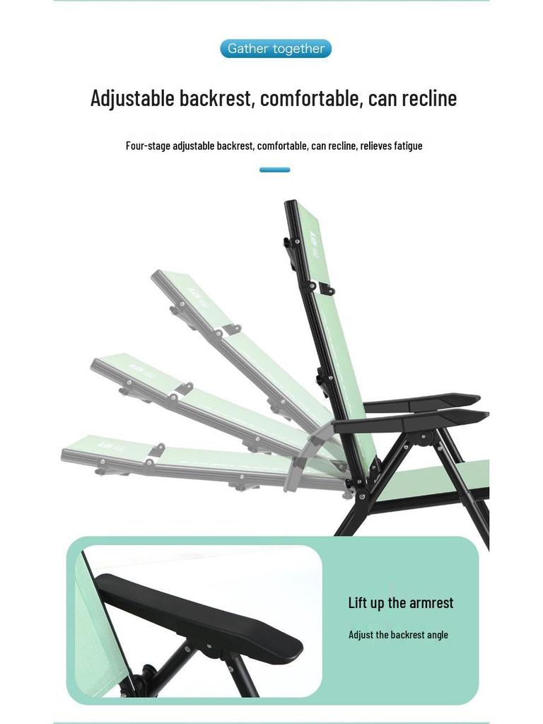 European Style Portable Reclining Fishing Chair - Double Folding, All-Terrain, Ideal for Raft and Wild Fishing