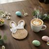 Unique Easter Themed Coasters Woven Rope Nonwoven Fabric Rabbit Shape Drink Mats Gift For Housewarmings Or Parties