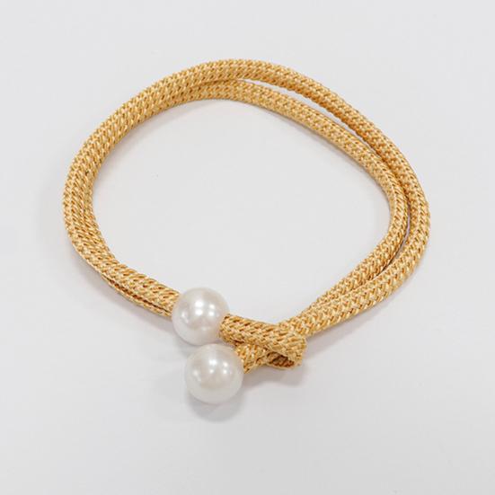 1 Pair Curtain Tiebacks for Drapes, Adjustable Curtain Rope Tie Backs, Faux Pearls Cord Curtain Buckle Holder for Home Hotel Office Window Drapery