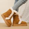Women's Winter Warm Fur Snow Boots Lace Up Fluffy Plush Platform Ankle Boots for Women Thick Bottom Non Slip Cotton Padded Shoes
