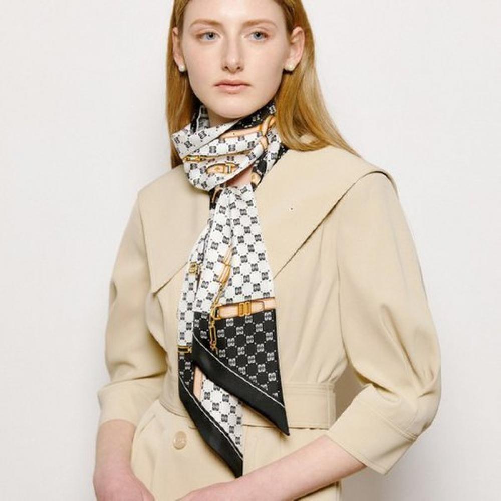 Daks Black Long Skinny Silk Scarf [gift Packaging] Dcsc5f025bk Single option