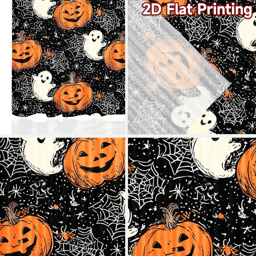 Set Of 2 Flat Printing Curtains Without Rod Halloween Ghosts Pumpkins Women Is Day Festival Popular Drapes Made Polyester