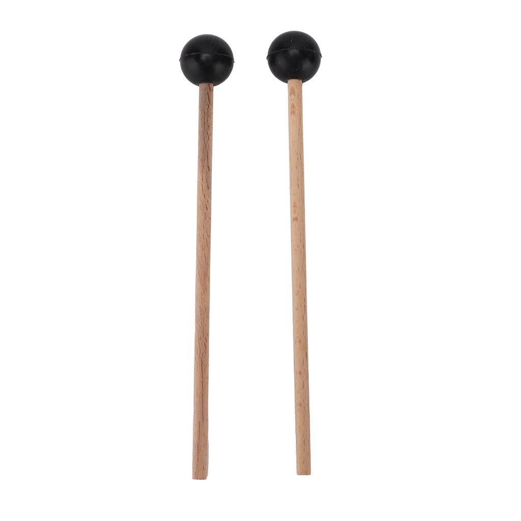 2Pcs Ethereal Drumstick Rubber Round Head Wood Handle Drum Hammer Percussion Accessories