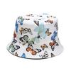 Butterfly Print Fisherman Hat Summer Cotton Double-sided Outdoor Bucket Sun Cap