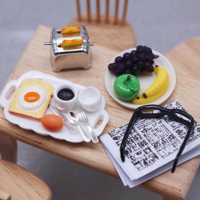 Miniature Dollhouse Bread Maker & Breakfast Set - Blythe Accessories & Props