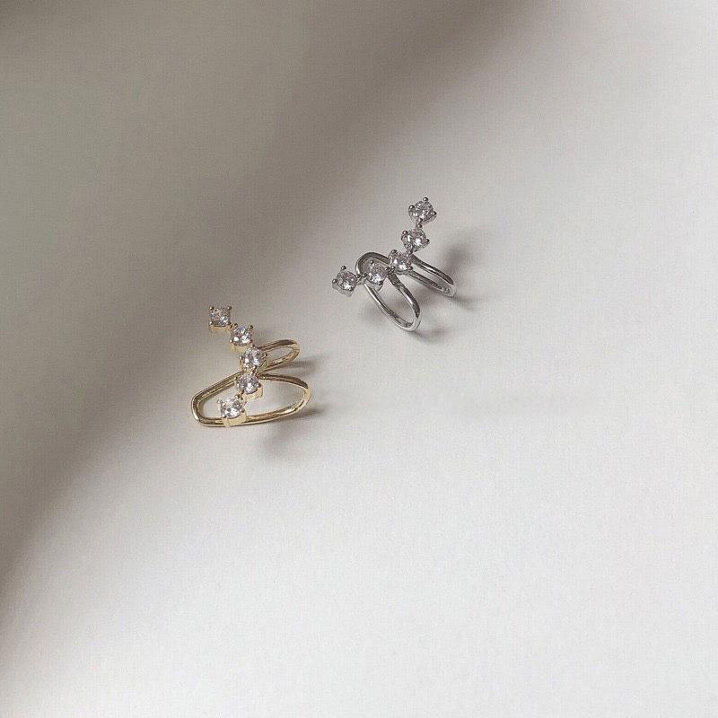 Farbe Schlicht Punk Metall Zirkon Ohrklemme Clip-Ohrringe für Damen Ohne Ohrloch Kristall Stern Earcuff Ohrklemmen Schmuck