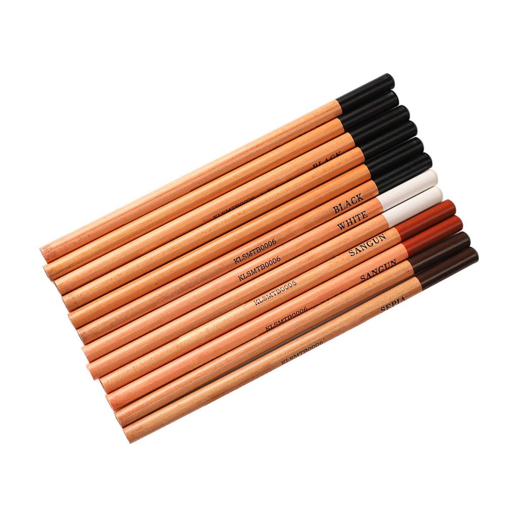 12 st Träfodrade Blyertspennor Rena Professionella Kolritningspennor för Konststudent