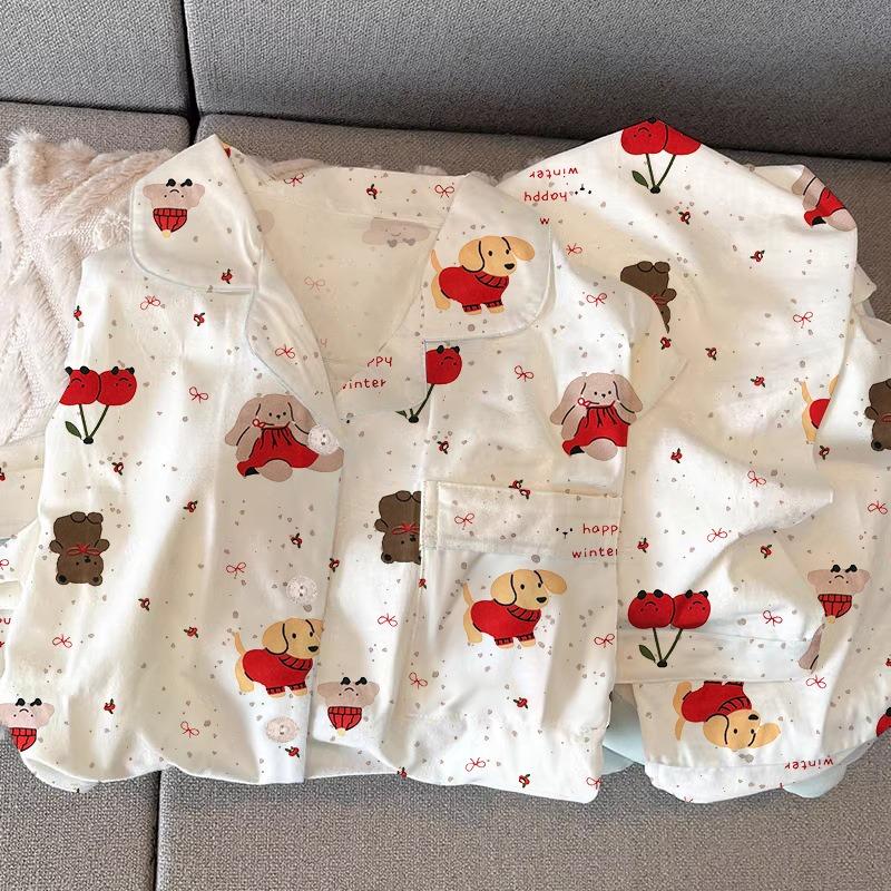 

Весенне-осенние новые праздничные женские пижамы для отдыха с длинным рукавом из имитации хлопка с принтом рождественской снежинки и медведя XL [recommended 115-65kg]