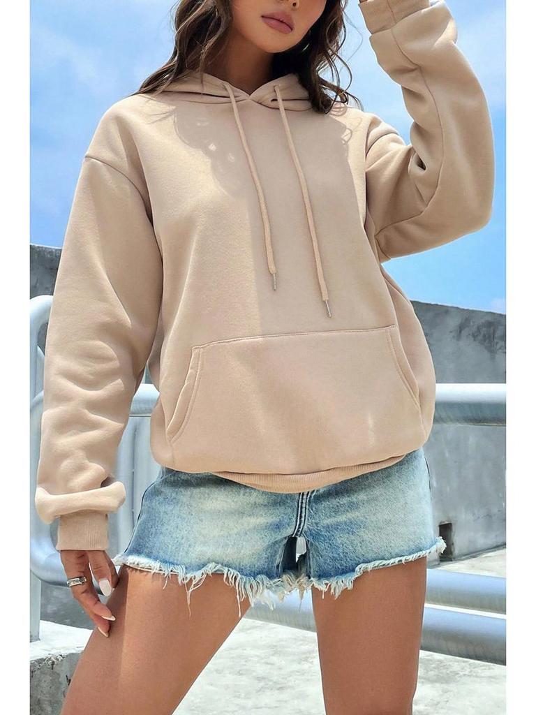 Women's Autumn & Winter Solid Color Casual Loose Pullover Hooded Sweatshirt