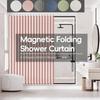 Magnetisch Vouwbaar Douchegordijn Waterdicht & Ruimtebesparend Ontwerp Met Haken Dikke Stof In 6 Kleuren Voor Moderne Badkamer Decor