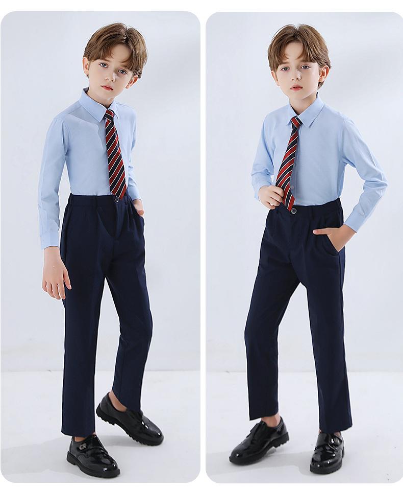 Children's Long-Sleeve White Shirt for Boys and Girls - School Uniform & Performance Wear for Spring and Autumn