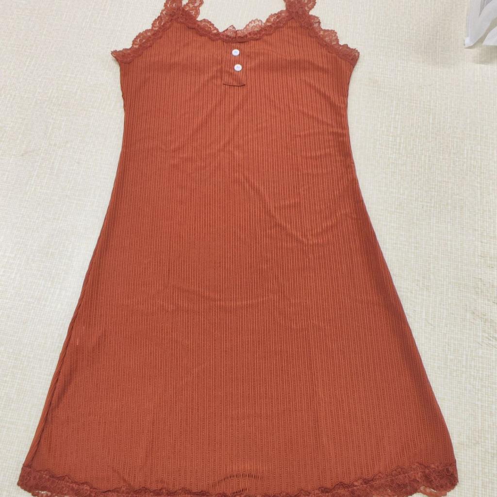New Summer Ribbed Jacquard Nightgown for Women Lace Trim Slim-Fit Sleepwear Sexy Elegant Pajama Dress