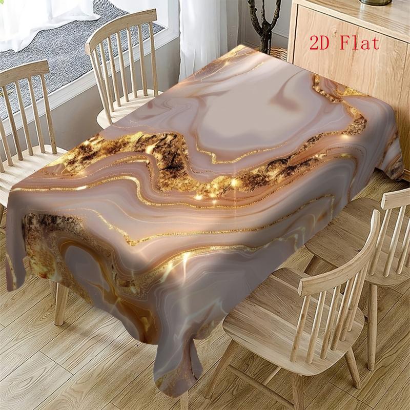2D Flach 1 Stück Vergoldetes Weiches Marmormuster Luxuriöse Kunst Tischdecke, Realistisches Marmormuster Tischdecke Perfekt für Picknicks, Camping, Hochzeiten, Geburtstagsfeiern