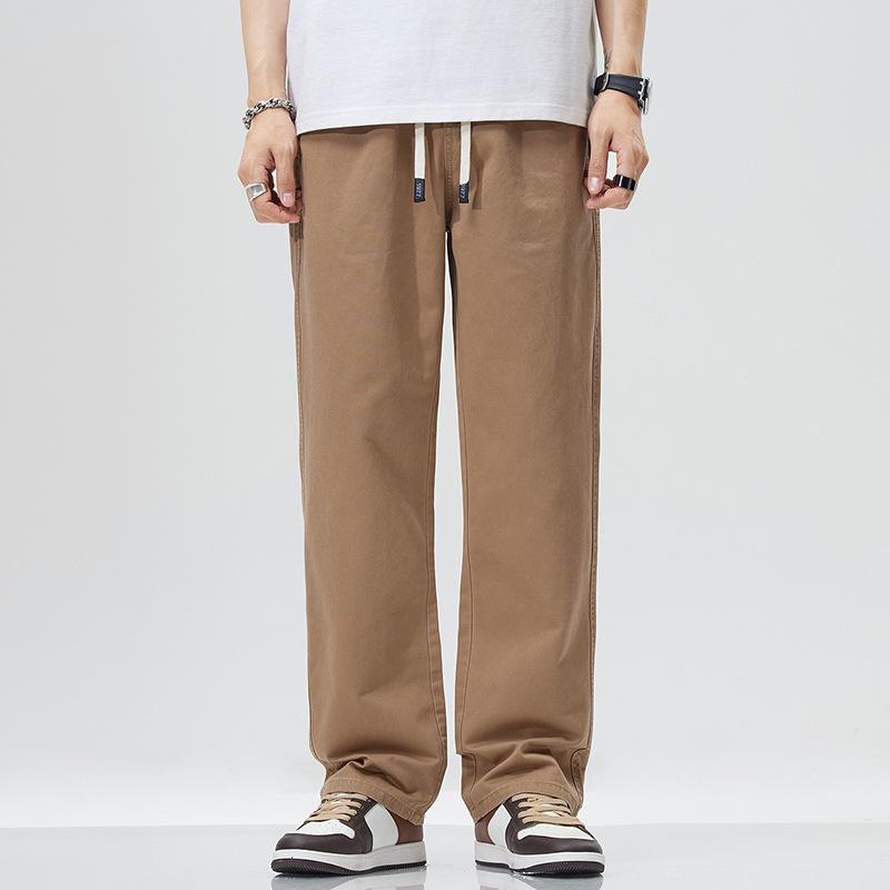 Pure Cotton Men's Casual Straight-Leg Pants - Spring/Autumn Trendy, Loose, Versatile Workwear