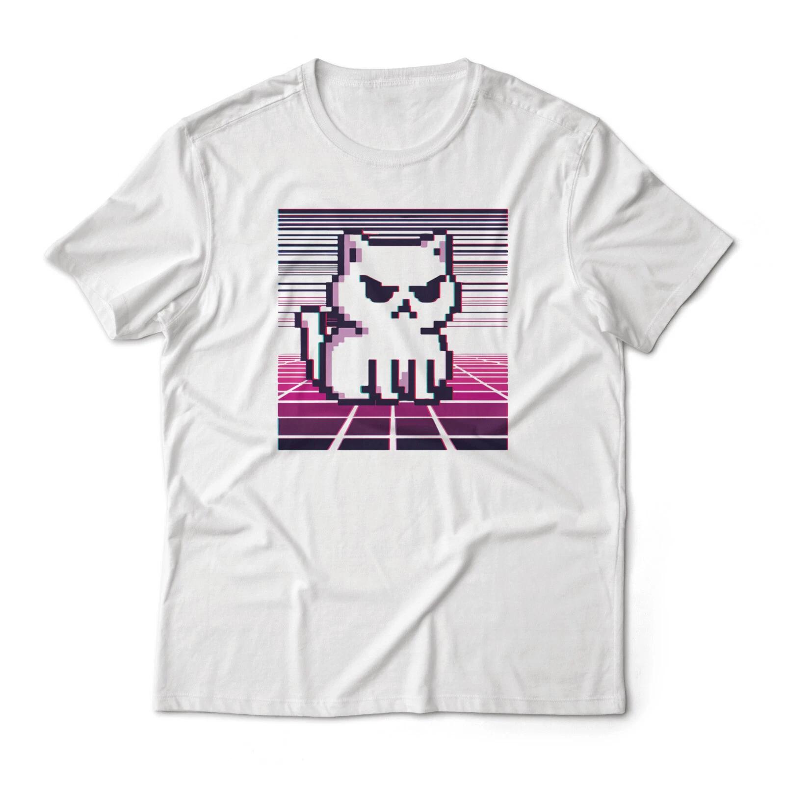 Vaporwave Pixelated Cute Cat Unisex Graphic T shirt, Men Women 3XL