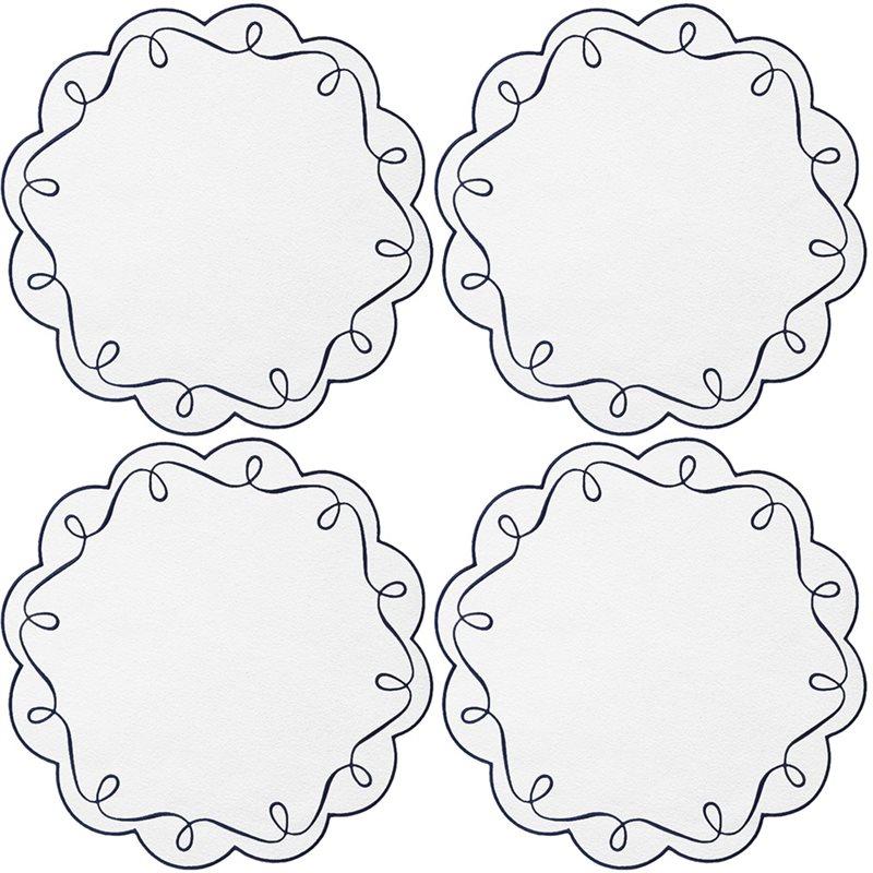 

A25F-Ribbon Twirl Embroidery Round Placemat 4Pcs 15 Inch- Perfect For Party And Kitchen Dining Decor
