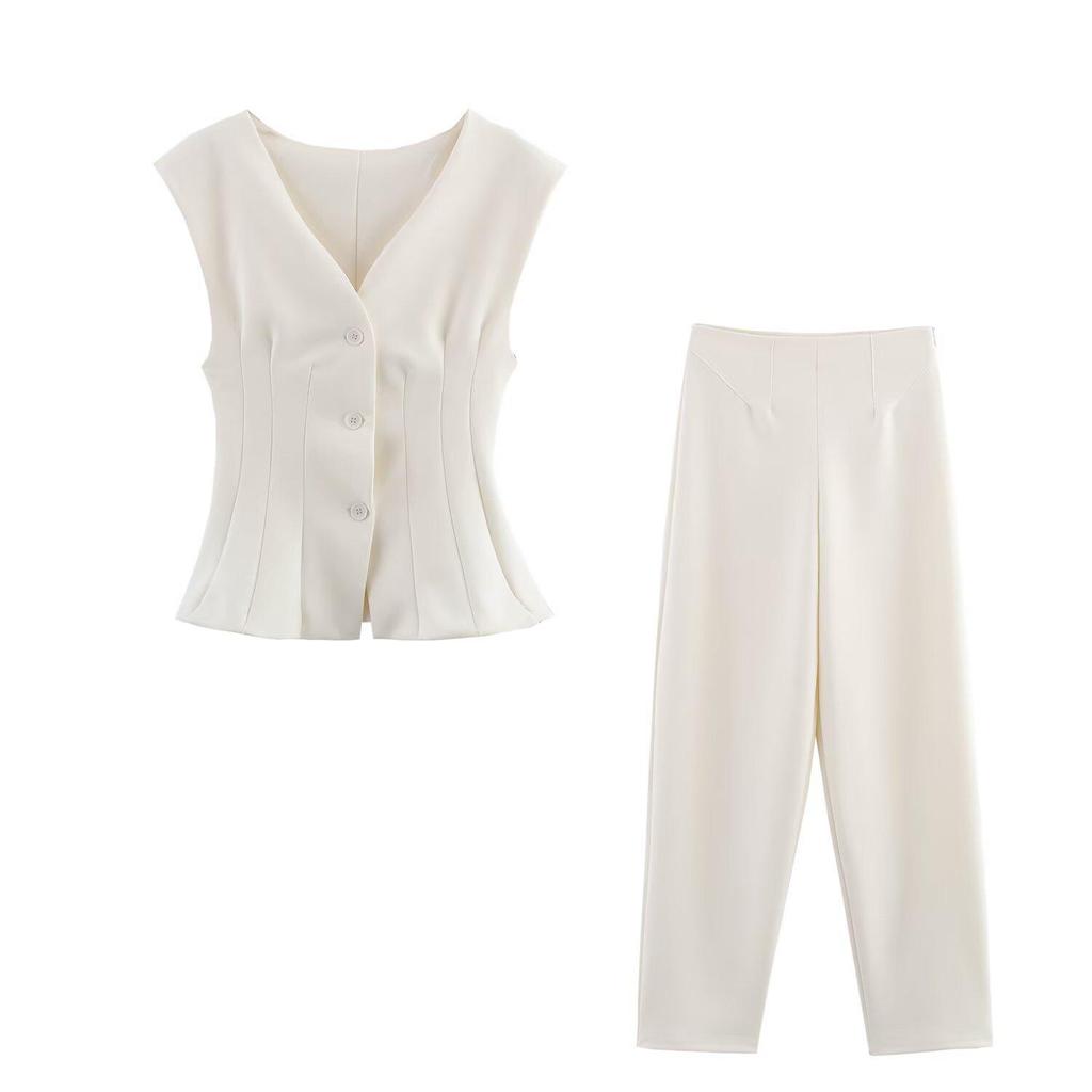 Spring 2025 Women's Double-Sided Vest and Casual Pants - European & American Style