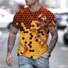 Summer Harajuku 3D Printed Bee T-shirt, Animal Apoidea Pattern T-shirt, Men's Fun Streetwear, Short Sleeved Men's Clothing