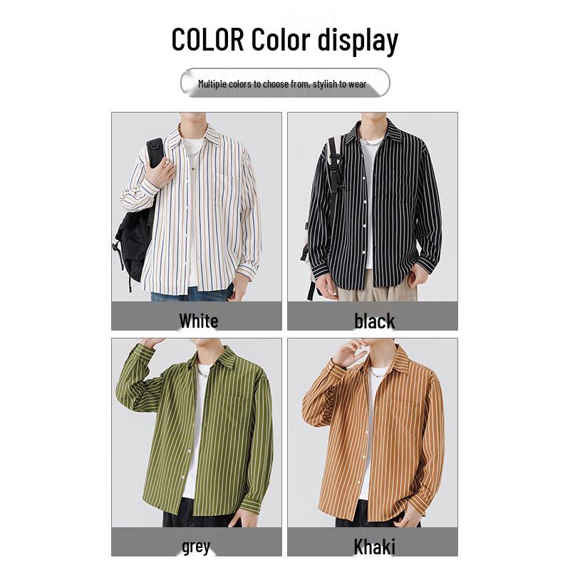 MiiOW Men's Striped Non-Iron Long Sleeve Shirt