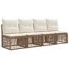 4 Seater Sofa 4 Pcs 4 Seat Capacity Beige Poly Rattan