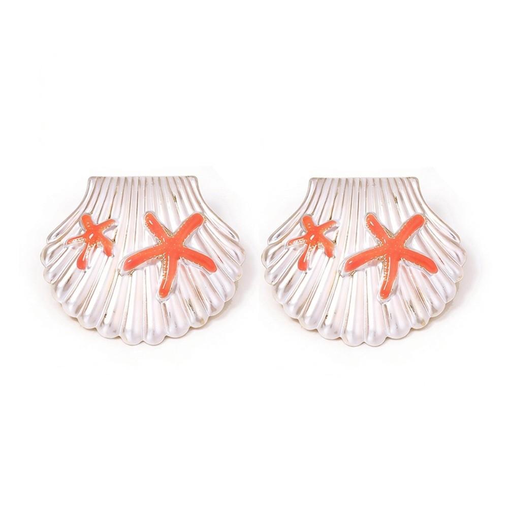 Stainless Steel Shell Earrings Studs Chic Starfish Earrings Trendy Ocean Style Ear Studs Holiday