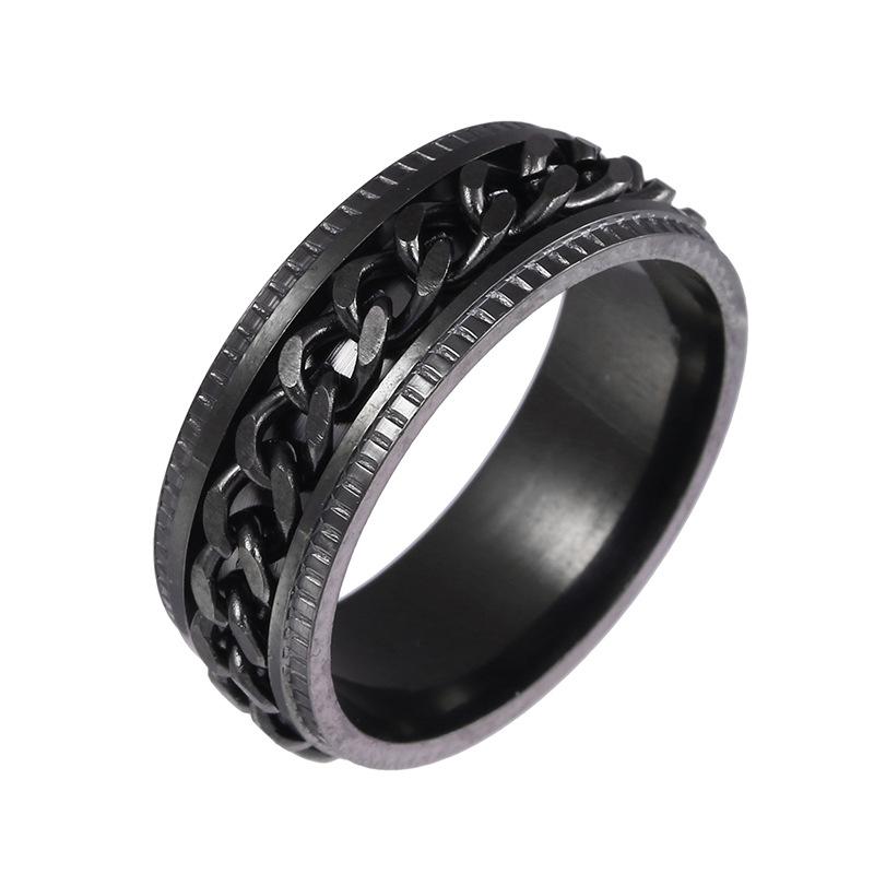 Ins Stainless Steel Rotatable Chain Link Men's Spinner Ring Couple Ring  Punk Women Man Corkscrew Ring   for Party Gift