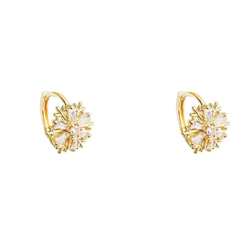 Trendy Korean Design Zircon Snowflake Earings For Women