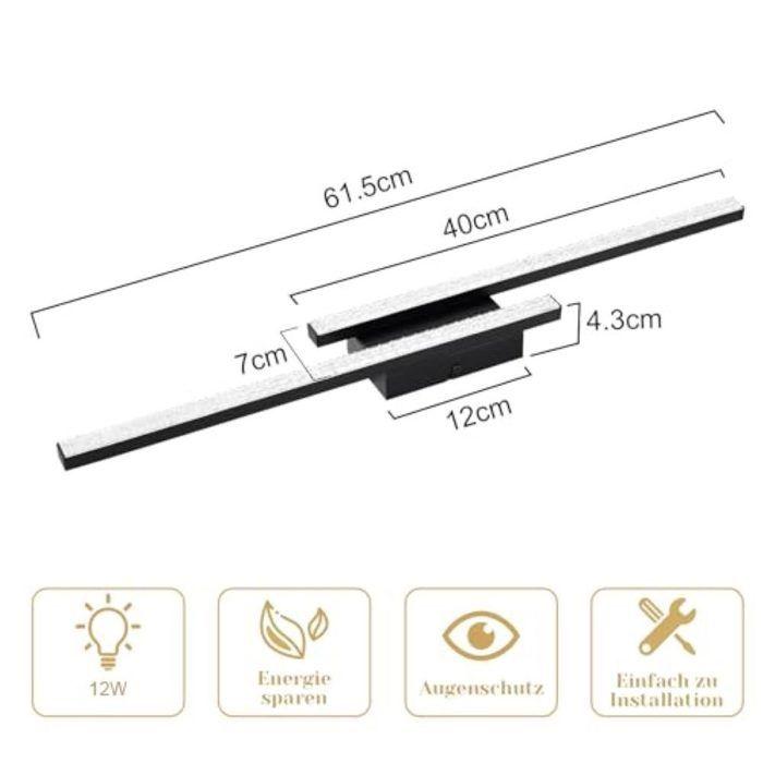 Lampa sufitowa LED - NETTLIFE - 62 cm - 12W - 3000K (Biały gorący) - Noir