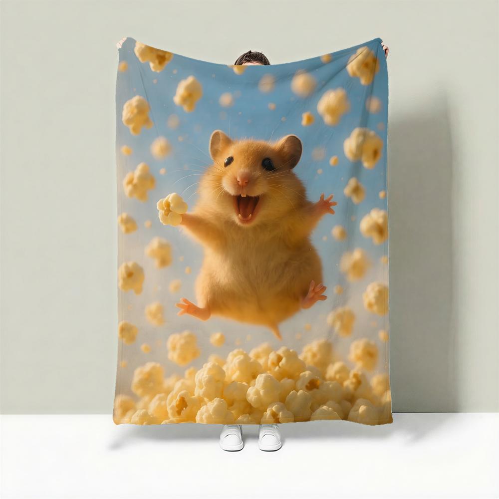 Animal H-Hamster Throw Lightweight 240g Flannel Blanket Soft Skin-friendly for Summer Cooling 75X95CM