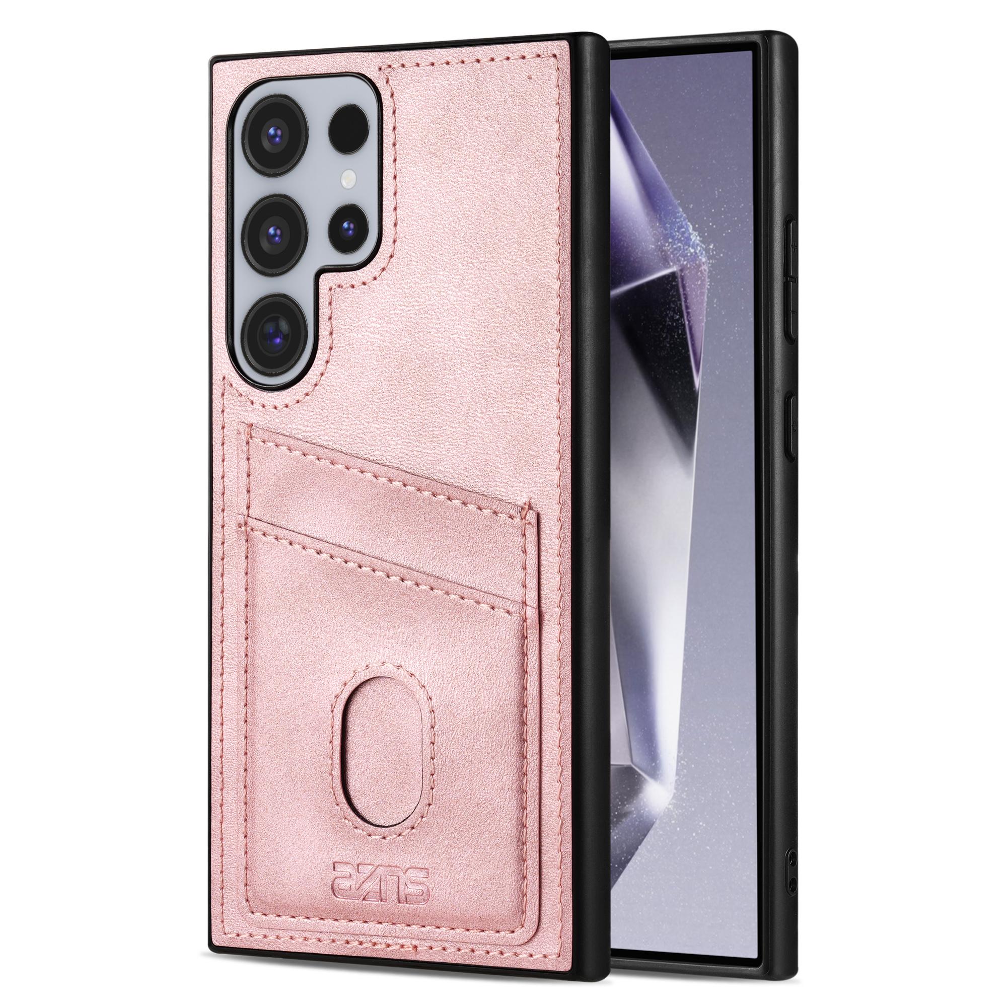 

AZNS K1 Series For Samsung Galaxy S25 Ultra Case Calf Texture Anti-Drop PU+TPU Phone Cover Rose Gold