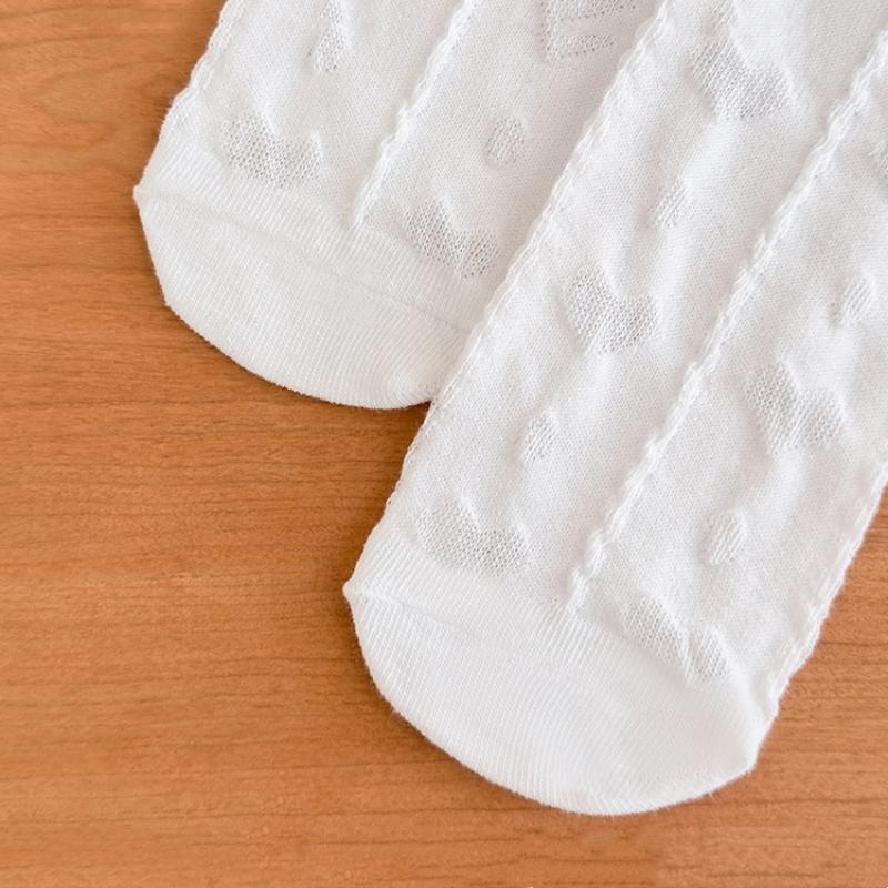 Girls Knee High Long Socks White Color Princess Love Bow Calf Socks Spring Summer Thin Mesh Breathable Kids Stockings 3-8Years