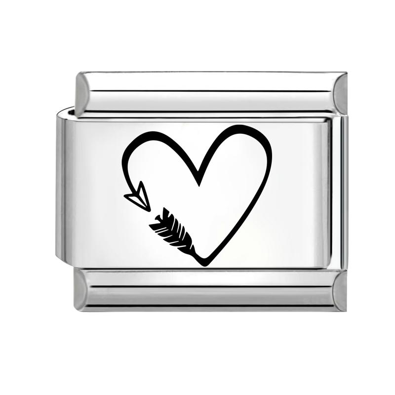 Cute Laser Engraving DIY Italian Charm Bracelet Butterfly Cat Heart Fish Music Beads 9MM Stainless Steel Personalized Jewelry