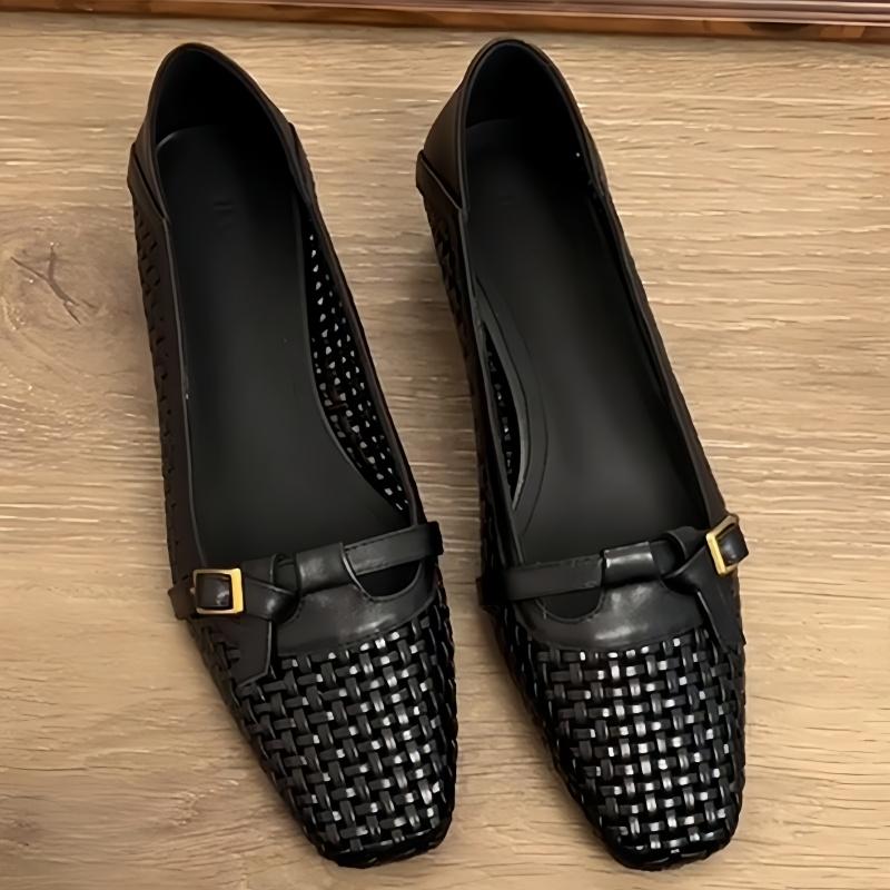 

Мода Модная Женская Обувь на Плоской Подошве 2025 Весна и Осень Удобная Плетеная Обувь Мэри Джейн Тренд Повседневная Дышащая Женская Обувь 35 чёрный