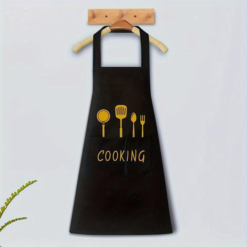 1pc  Cooking Apron  Waterproof and Oil-proof Apron with Pockets  for Coffee Bar  Restaurant  Adjustable Multipurpose Apron  Kitchen Supplies