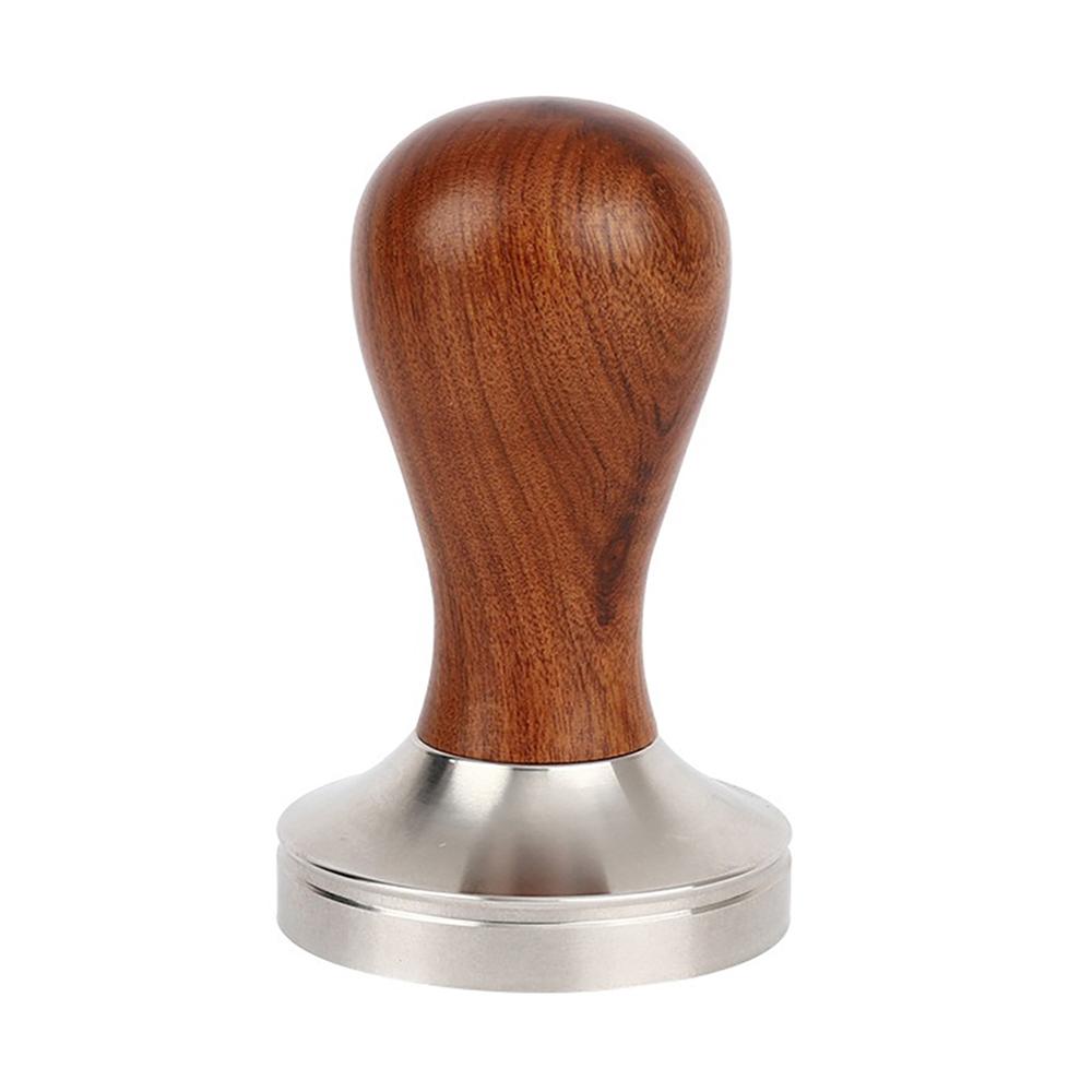 Tamper na kávu Espresso, Premium Espresso Coffee Powder Bean Tamper Kladivo Nerezová plochá základna, dřevěná rukojeť, 51 mm/53 mm/58 mm