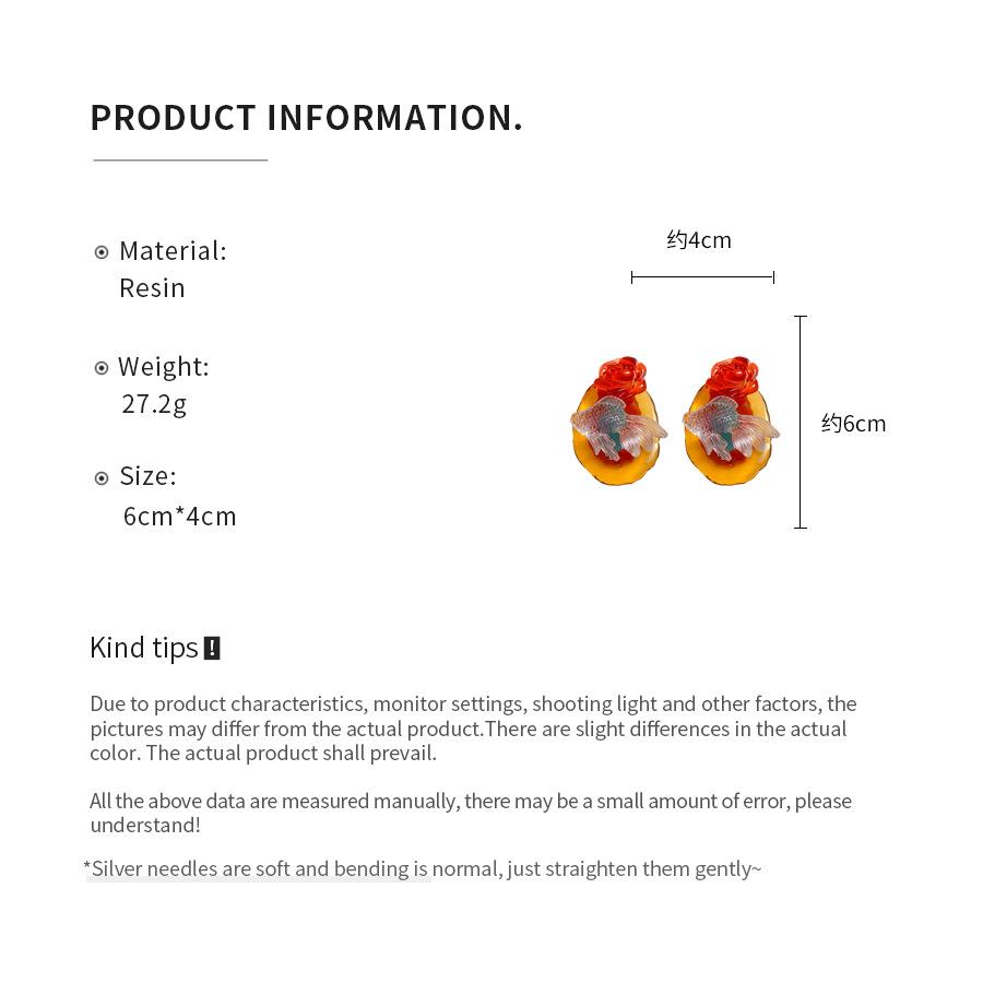 Resin Oval Koi Flower Earrings for Women New Chinese Retro Earrings 2025 Hot Trendy Drop Earring Luxury Designer Zircon