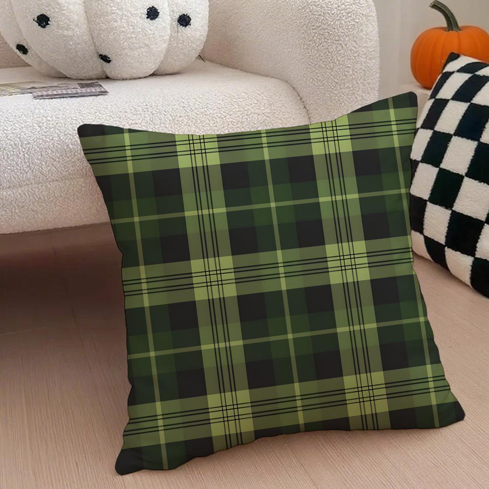 

classical green tartan design plaid Cushion Cover Throw Pillow Cover Hidden Button Durable Polyester Chair Cushion 30X30cm