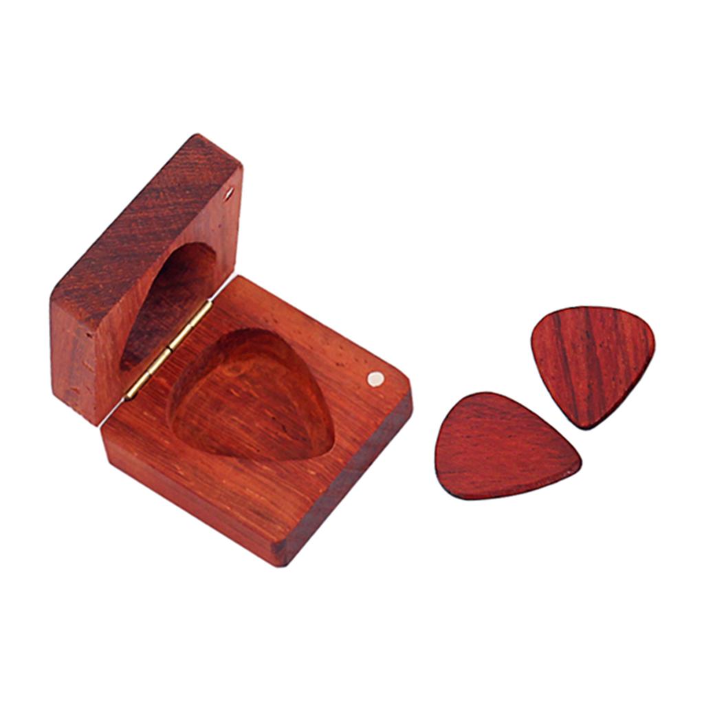 Guitar Pick Storage Box with Guitar Picks Practical Wooden Guitar Picks Holder Guitar Plectrums Gift for Guitar Players