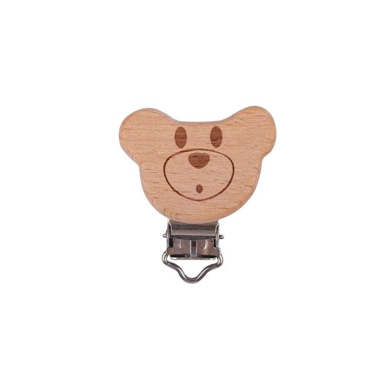 5Pcs/Lot New Arrival Lovely Wooden Pacifier Clip Natural Beech Wood Accessories for Baby Handmade Dummy Clips Pacifier Chain