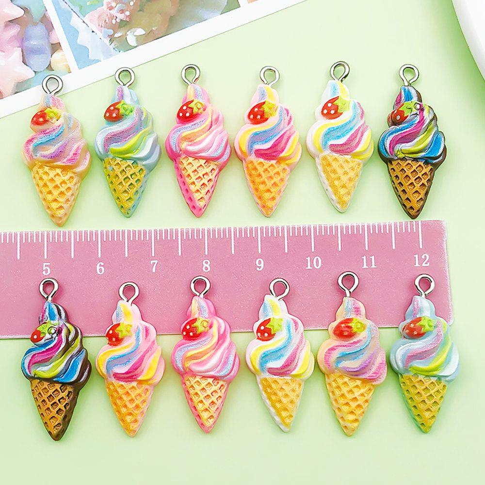 12-Color Resin Ice Cream Cone Charms for DIY Jewelry