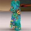 Fashion Style Spring and Summer Fashion New Women's Retro Butterfly Print Long Dress Export V Neck Long Sleeves Pocket Dress