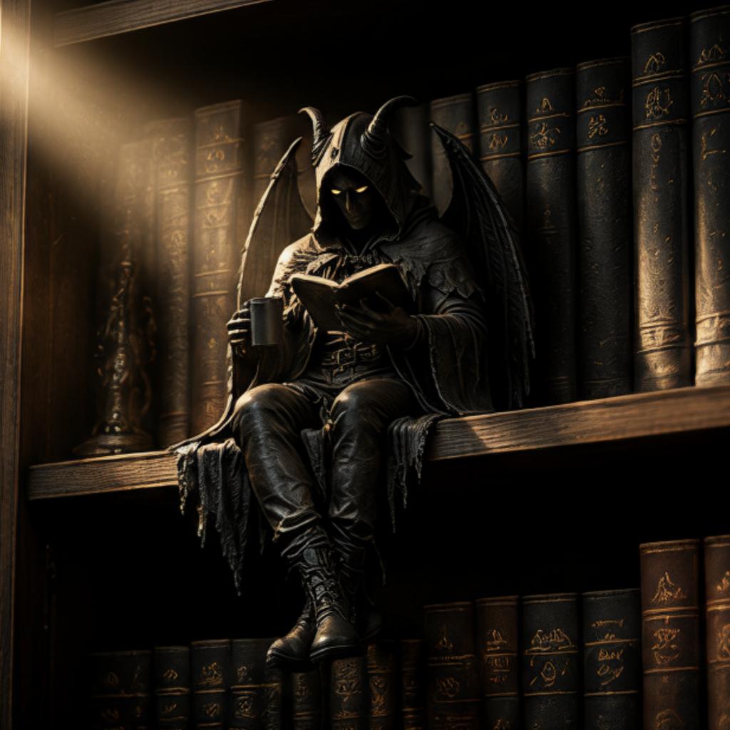 Gothic Dark Fantasy Character, 2026 Sitting Reaper Reading Sculpture, Novel and Mysterious Reading Character Sitting Carving Gothic Art Collector Hom