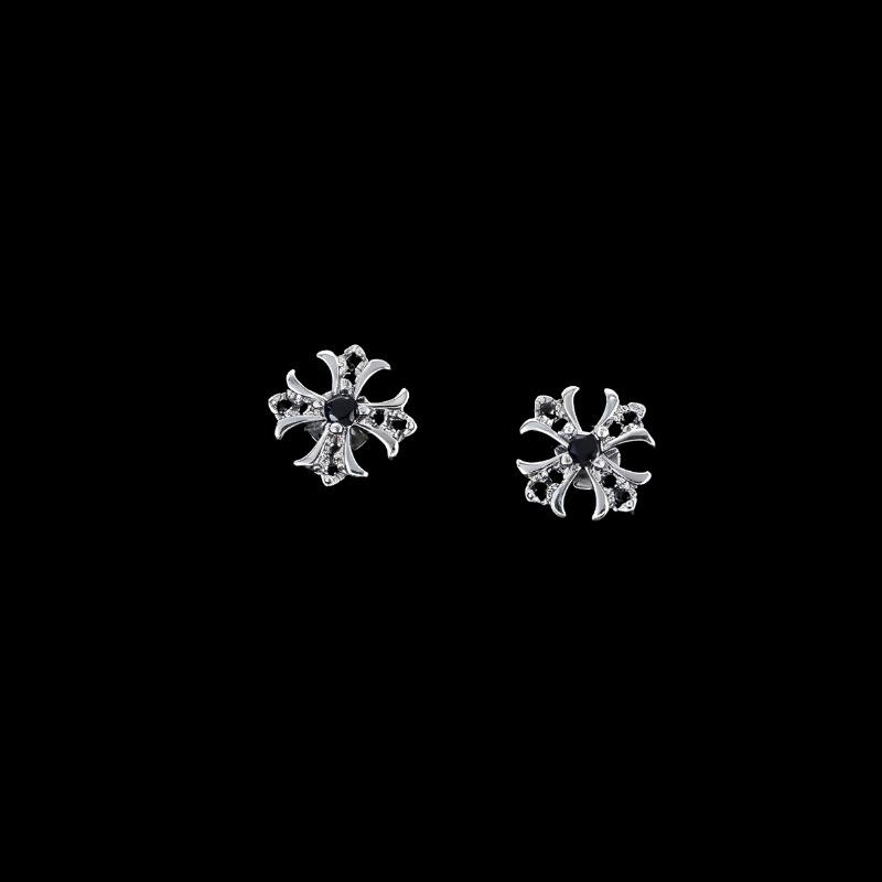 Iris Cross Inlaid Zircon Stud Earrings Unisex Light Luxury Fashion Jewelry