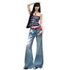 American retro jeans women's summer and autumn new washing water old low waist loose wide leg jeans women