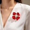 Beautiful Flower Brooches For Women Red Enamel Pearl Flowers Plants Party Office Brooch Pin Gifts