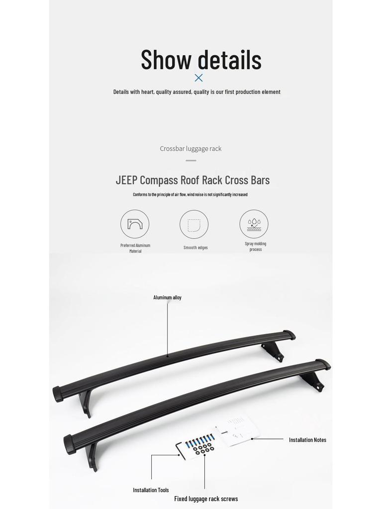 Aluminum Alloy Roof Rack Cross Bar for 2018-2021 Compass