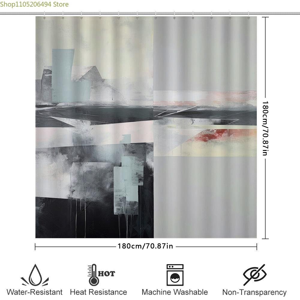 Modern Cityscape Bath Shower Curtain with Artistic Design 72x84 Inches Watercolor Print for Bathroom Decor