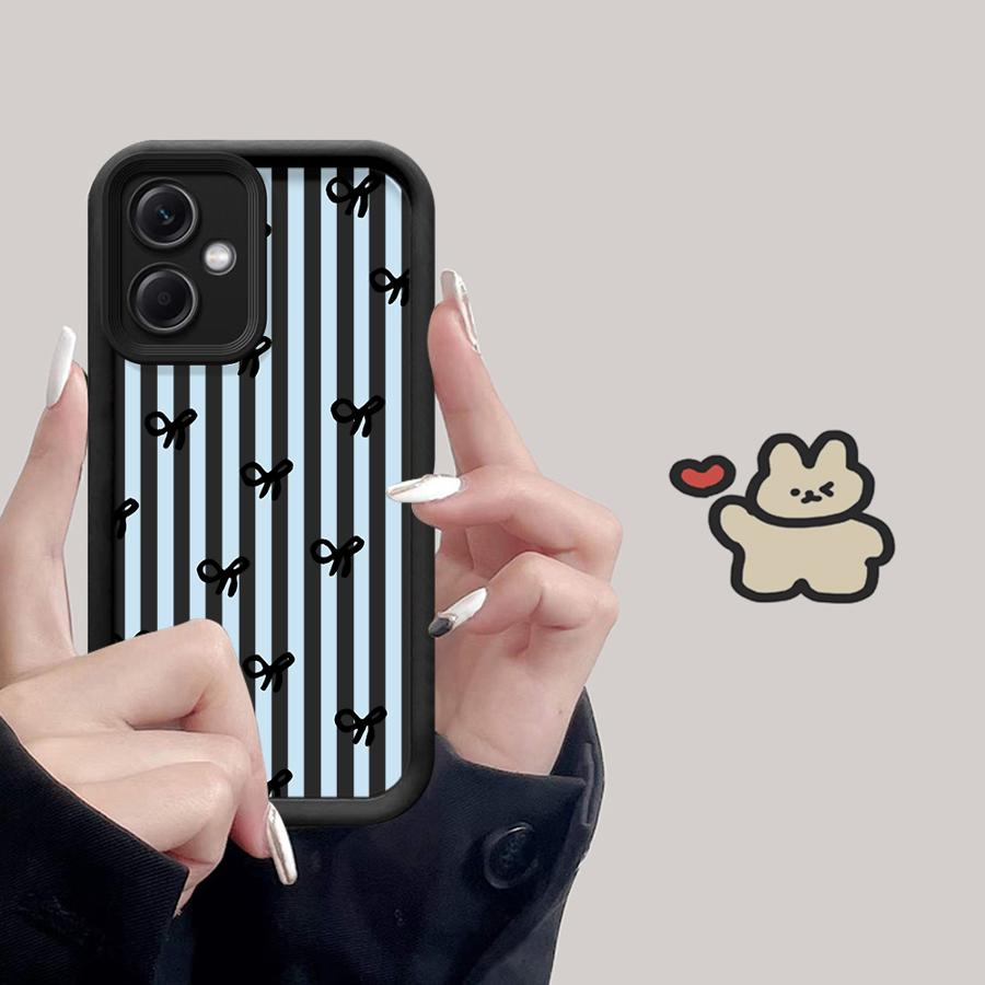 

Case for Xiaomi Poco F8 X3 NFC C61 X3 Pro C51 C50 Phone Cover Fashion Striped Bow Poco C61