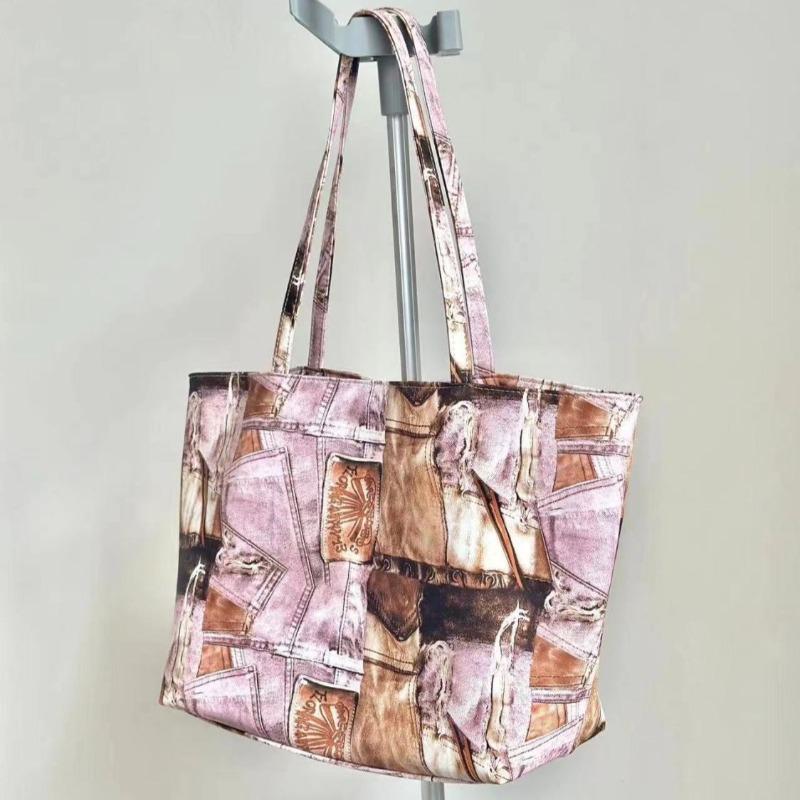 Small-scale Design Wide Shoulder Strap Single Shoulder Bag with Retro Color Contrast and Large Capacity Crossbody Bag